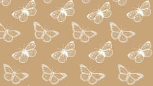 Beige Butterfly Pattern Aesthetic Wallpaper