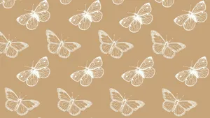 Beige Butterfly Pattern Aesthetic Wallpaper