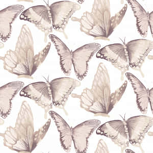Beige Butterfly Pattern Wallpaper