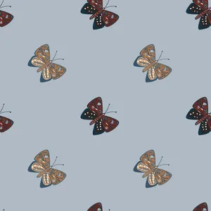 Beige Butterfly Patternon Blue Wallpaper
