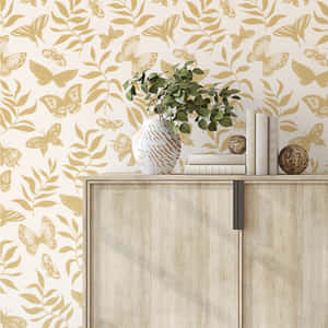 Beige Butterfly Wallpaper Decor Wallpaper