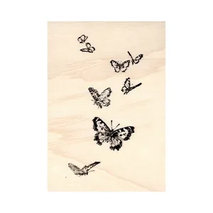 Beige Butterfly Wood Print Wallpaper