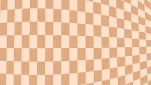 Beige Checkered Curve Pattern Wallpaper