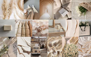 Beige Cream Aesthetic Collage Wallpaper