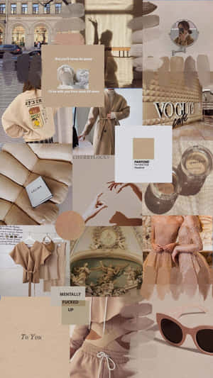 Beige Cream Aesthetic Collage Wallpaper