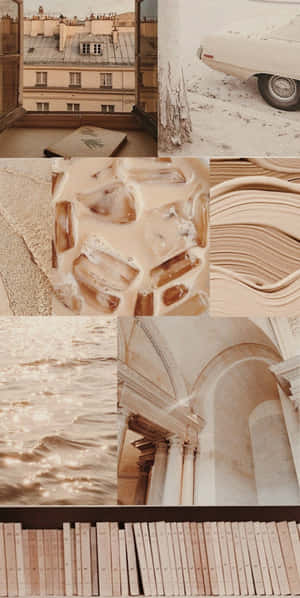 Beige Cream Aesthetic Collage Wallpaper