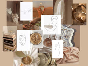 Beige Cream Aesthetic Collage Wallpaper