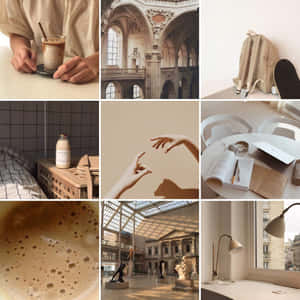 Beige Cream Aesthetic Collage Wallpaper