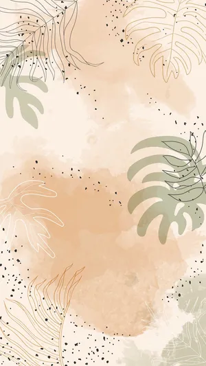 Beige Leaves Design Iphone Wallpaper
