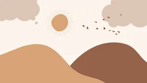 Beige Minimalist Landscape Wallpaper