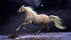Beige Running Horse Wallpaper
