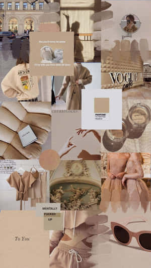 Beige Tan Aesthetic Collage Wallpaper