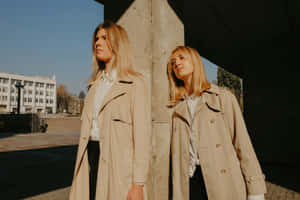 Beige Trench Coat Twins Outdoor Wallpaper