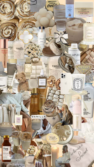 Beige Vanilla Aesthetic Collage Wallpaper