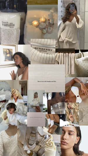 Beige Vanilla Aesthetic Collage.jpg Wallpaper