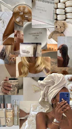 Beige Vanilla Aesthetic Collage.jpg Wallpaper