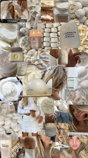 Beige Vanilla Aesthetic Collage Wallpaper