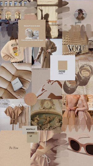 Beige Vogue Collage Iphone Wallpaper