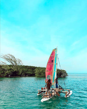 Belize Island Sailboat Wallpaper