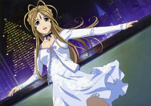 Belldandy Nighttime Cityscape Wallpaper