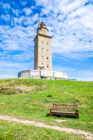 Bench Beneath The Tower Of Hercules Wallpaper