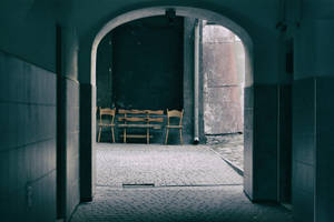 Bench On Archway Wallpaper