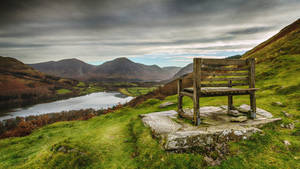 Bench On Mountain Wallpaper