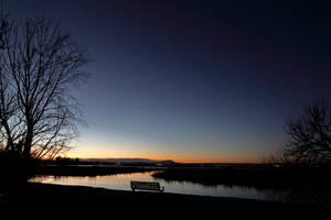 Bench Silhouette At Twilight Wallpaper