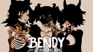 Bendy Posing Next To The Ink Machine Wallpaper