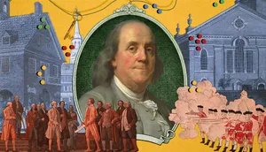 Benjamin Franklin With White Ornate Frame Wallpaper