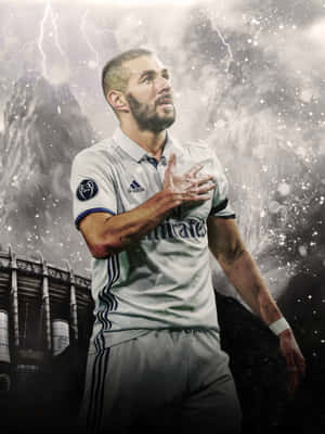 Benzema Dramatic Lightning Backdrop Wallpaper