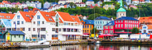Bergen Norway Waterfront Colorful Houses Wallpaper