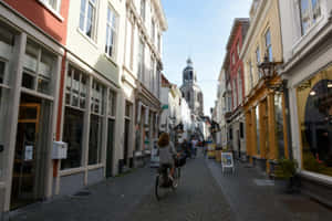 Bergen Op Zoom Cobbled Street View Wallpaper