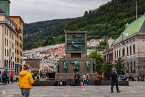 Bergen Torgallmenningen Square Norway Wallpaper