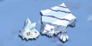 Bergmite And Avalugg In Blue Background Wallpaper