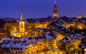 Bern Winter Night Skyline Wallpaper