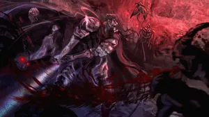 Berserk Armor Guts Bloody Fight Scene Wallpaper