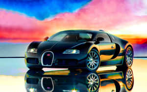 Best Bugatti Blackveyron Rainbow Sunset Wallpaper