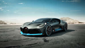 Best Bugatti Chiron Black & Blue Underlining Wallpaper