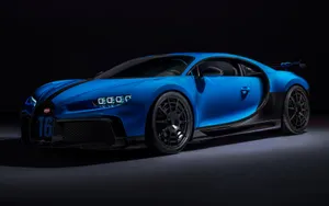 Best Bugatti Chiron Blue Sports Car Model Wallpaper