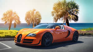 Best Bugatti Orange Sports Car Wallpaper