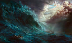 Best Greek Mythology Stormy Ocean Painting Wallpaper