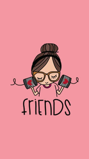 Bestie With Headphones Pink Background Pfp Wallpaper