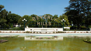 Beverly Hills Sign Above Pond Wallpaper