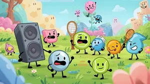 Bfdi Characters Playing Sports Wallpaper