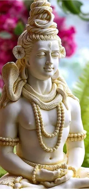 Bholenath Hd White Gold Figurine Snake Wallpaper