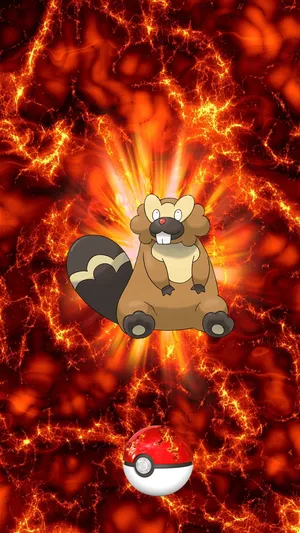 Bibarel Pokemon Against Flames Wallpaper
