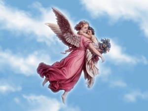 Biblical Angel Cradling A Child Wallpaper