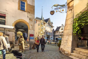 Biel Bienne Historic Town Center Switzerland Wallpaper