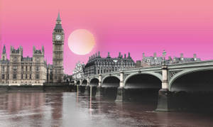 Big Ben Vaporwave Desktop Wallpaper